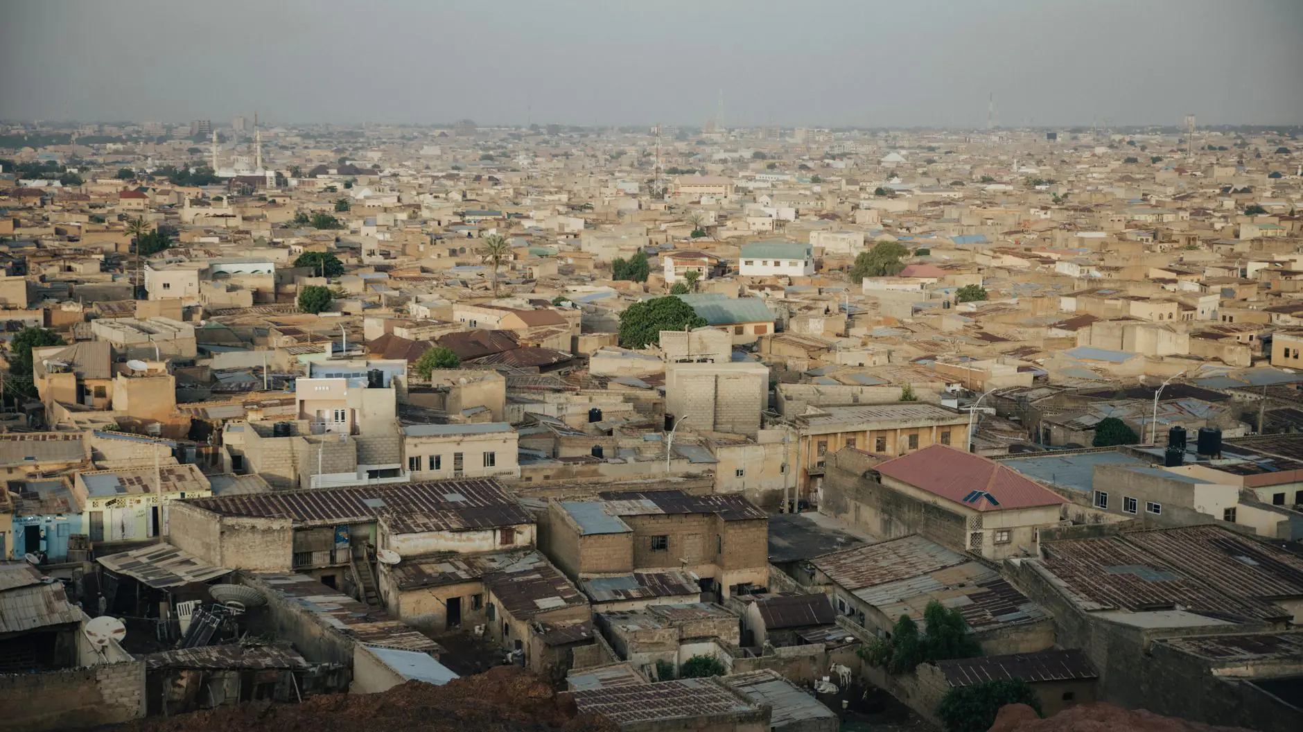 The biggest states in Nigeria: aerial view of urban landscape in Kano Nigeria